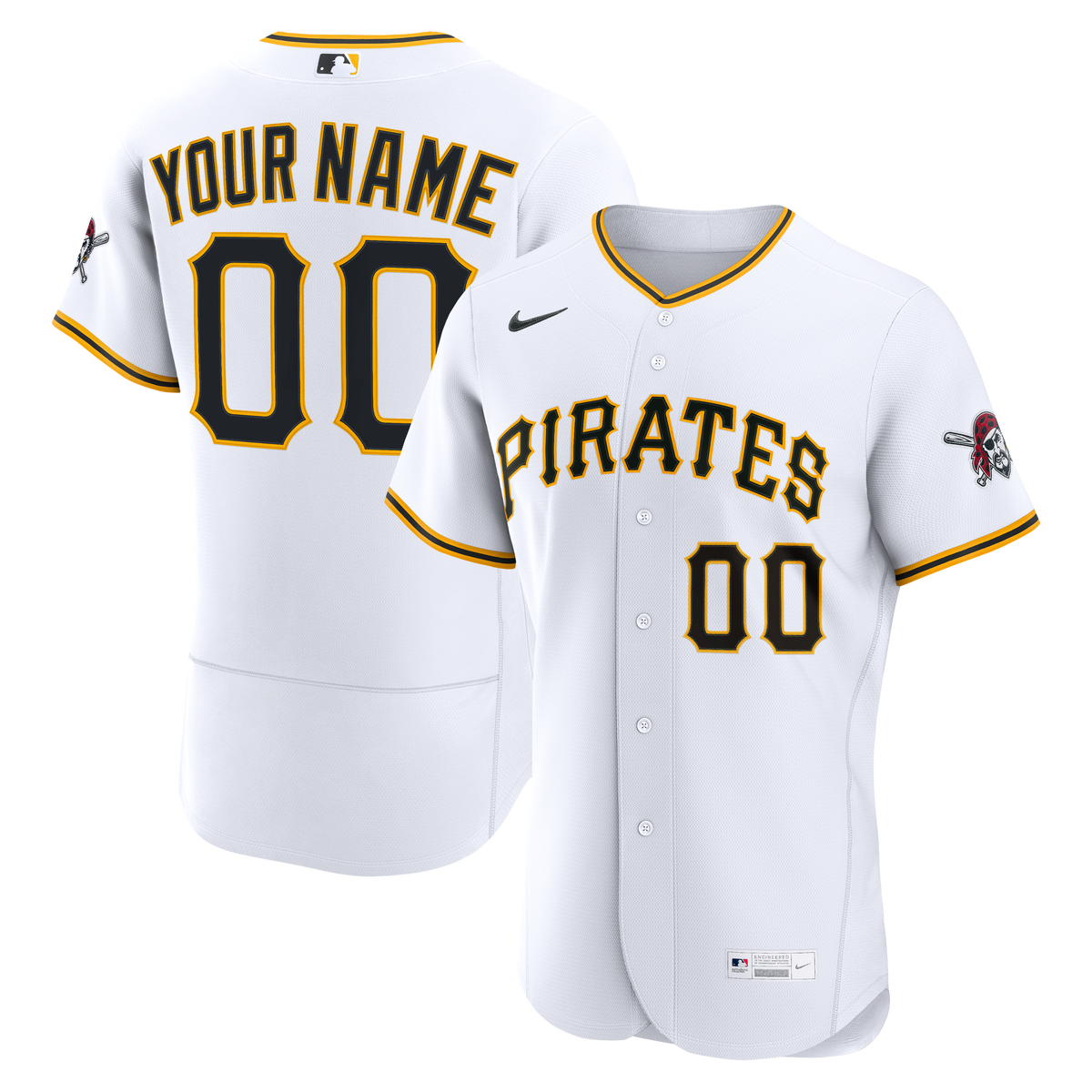Men's Pittsburgh Pirates Nike White Home Authentic Custom Jersey