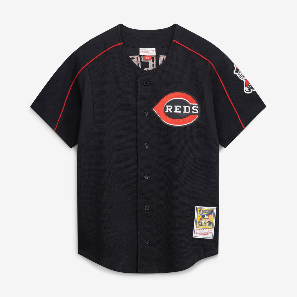 Men's Cincinnati Reds Ken Griffey Jr. Mitchell & Ness Black Cooperstown Collection Authentic Mesh Batting Practice Jersey